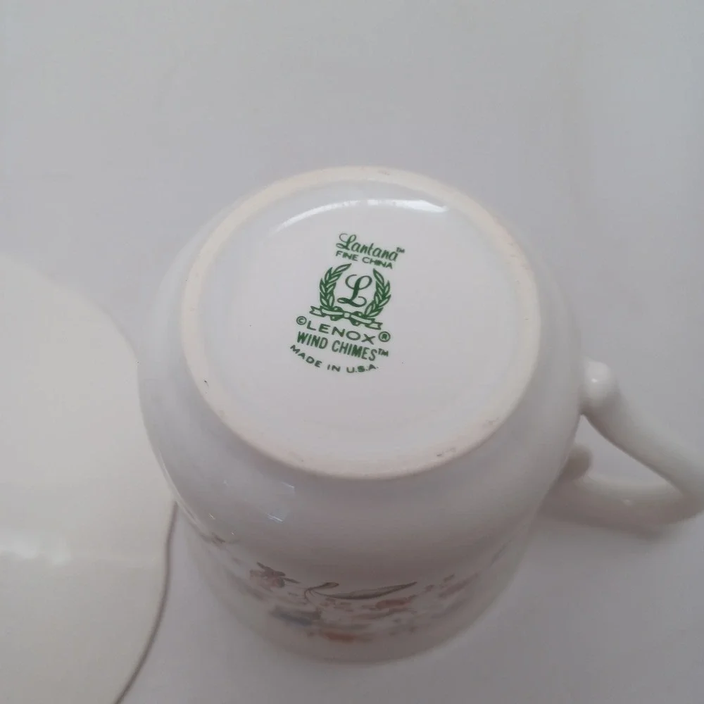 Lenox Wind Chimes Lantana‎ Fine China Tea Cup and Saucer Set Floral Bird USA